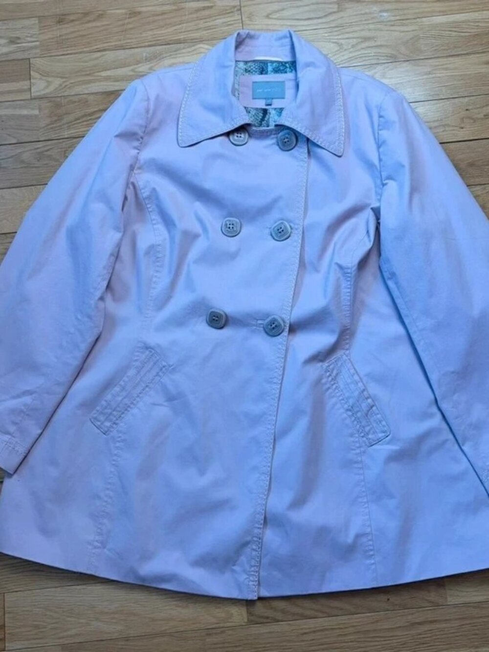 Per Una Pink Trench Coat Mac Size 22 Double Breasted Pattern Lined